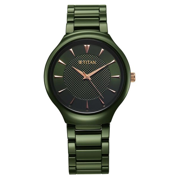 Titan Regalia Ceramics Quartz Analog Green Dial Green Color Ceramic Strap Watch For Men - image number 0