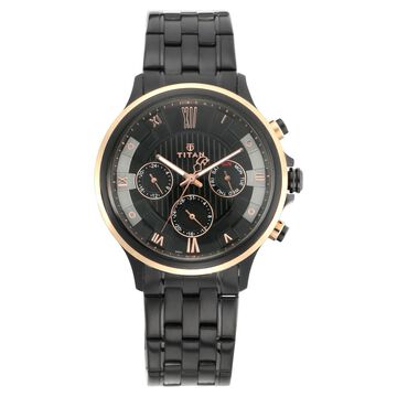 Titan Grandmaster Black Dial Quartz Multifunction Metal Strap watch for Men