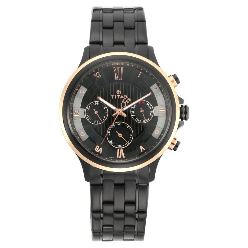 Titan Grandmaster Black Dial Quartz Multifunction Metal Strap watch for Men