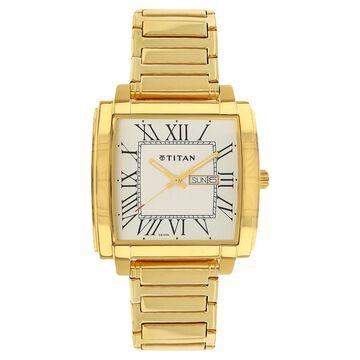 Titan Analog with Day and Date White Dial Stainless Steel Strap for Men