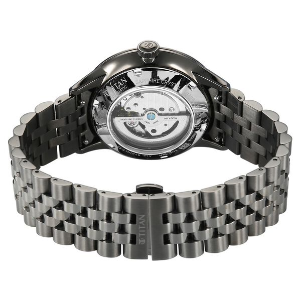 Titan Weekender 60 Hours Power Reserve Concealed Automatic Analog Gun Dial Dark Gun Stainless Steel Strap Watch for Men - image number 6