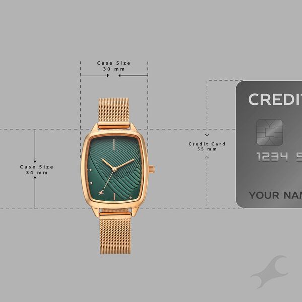 Fastrack Wild Quartz Analog Green Dial Rose Gold Stainless Steel Strap Watch For Girls - image number 3