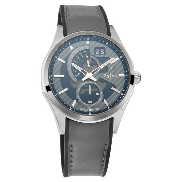 Xylys Swiss Analog with Day Bicolour Silicone And Leather Strap and Grey Dial Watch For Men - image number 0