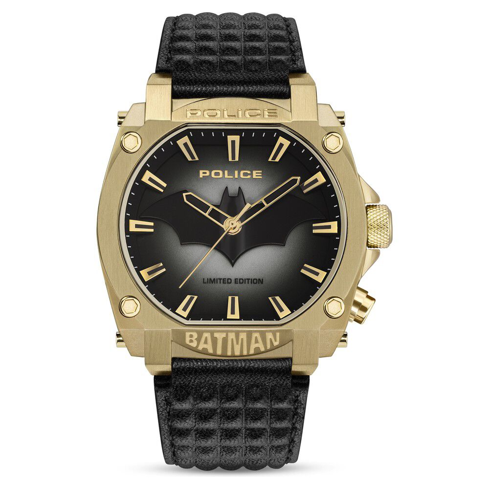 Buy Online Police X Batman Quartz Analog With Back light Black Dial Leather Strap Watch for Men plpewgd0022602w p Titan