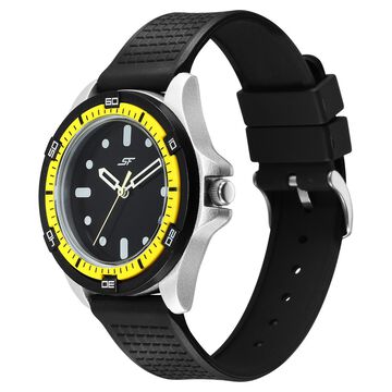 SF Sporty Black Dial Polyurethane Strap Watch for Men