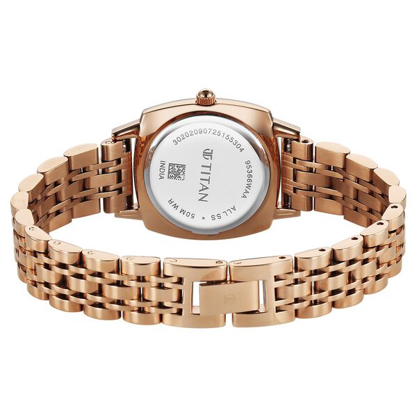 Titan Eminence Quartz Analog Red Dial Rose Gold Strap Watch For Women - image number 4