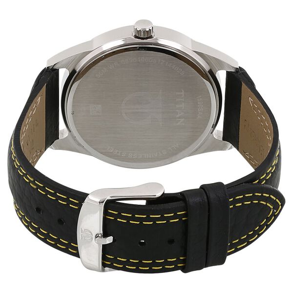 Titan Quartz Analog Black Dial Leather Strap Watch for Men - image number 3