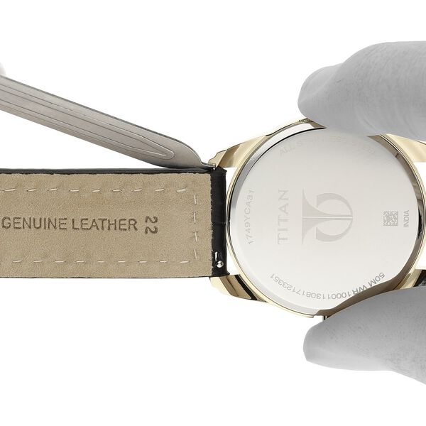 22 mm Black Genuine Leather Strap for Men - image number 5