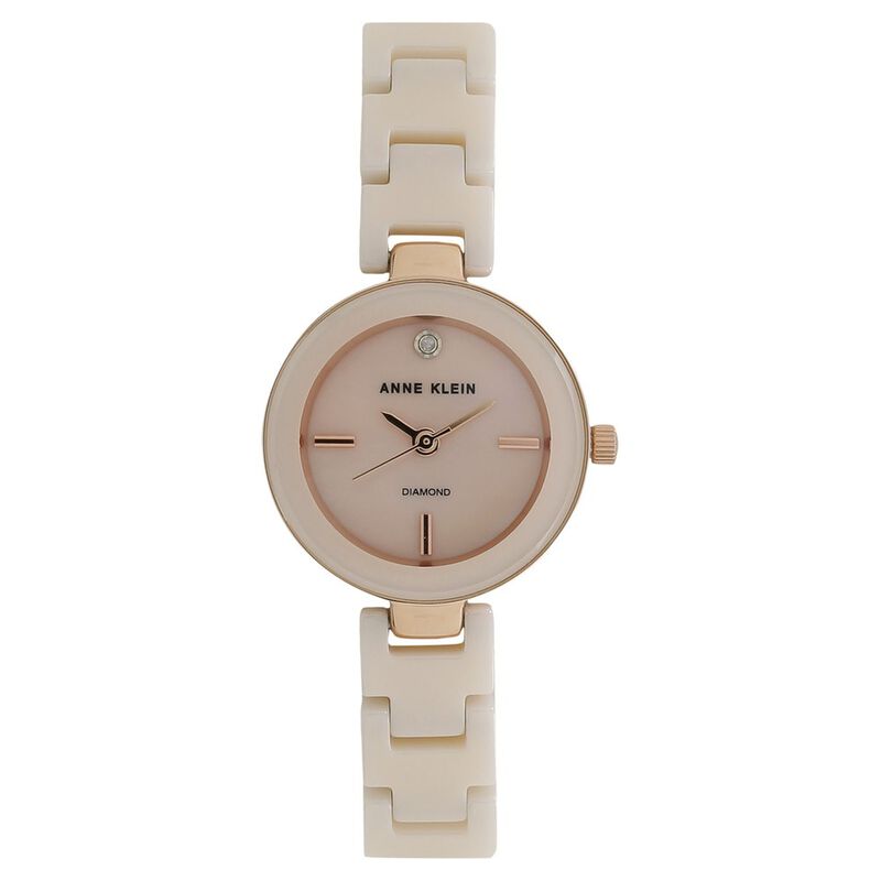 Anne Klein Quartz Analog Mother of Pearl Dial Ceramic Strap Watch for Women