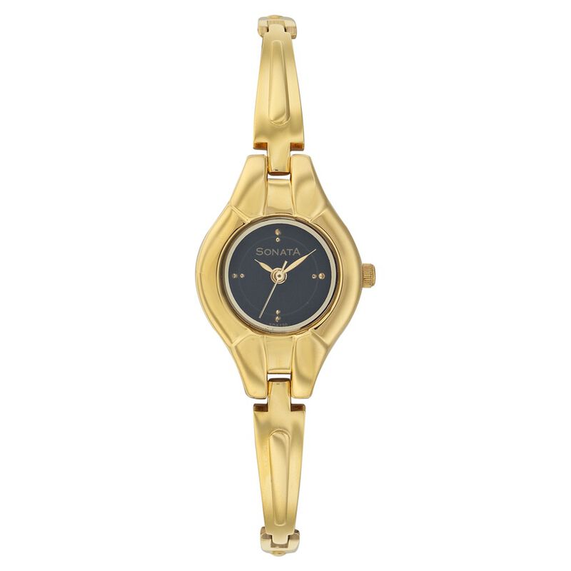 Sonata Quartz Analog Black Dial Strap Watch for Women