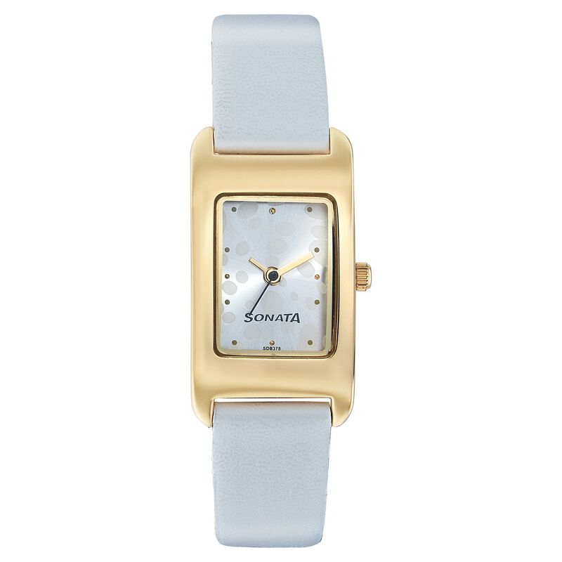 Sonata Quartz Analog Silver Dial Leather Strap Watch for Women