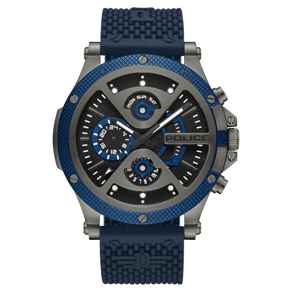 Police Multifunction Black Dial Silicone Strap Watch For Men - image number 1