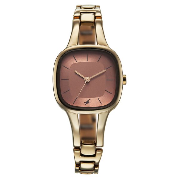 Fastrack Chrome K Quartz Analog Pink Dial K Chrome Metal Strap Watch For Girls - image number 0