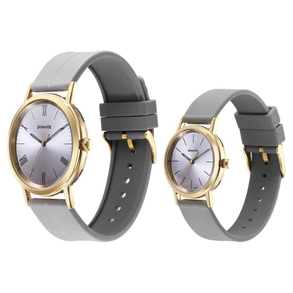 Buy Online Sonata Alloy Pairs Quartz Analog Pink Plastic Strap for
