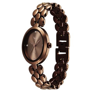 Vyb Enigma By Fastrack Quartz Analog Brown Dial Brown Metal Strap Watch For Girls
