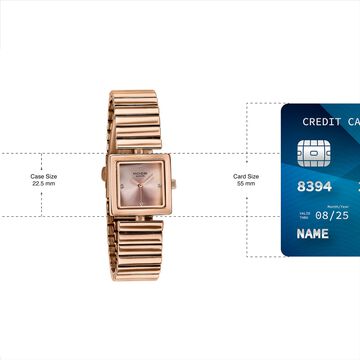 Sonata Poze Quartz Analog Pink Dial Rose Gold Metal Strap Watch For Women
