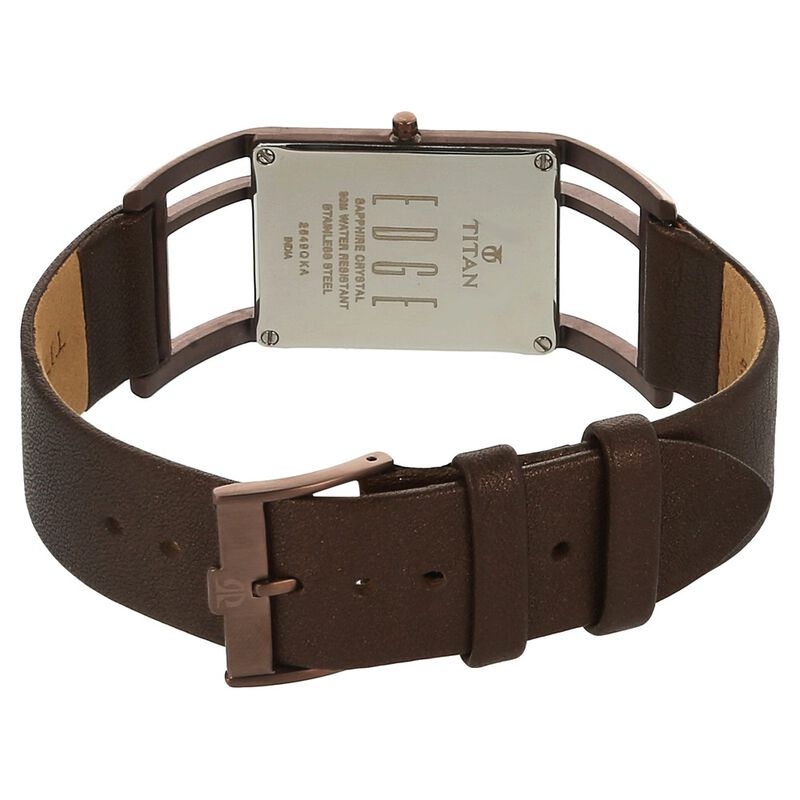 Titan Edge Brown Dial Women Watch With Leather Strap - image number 3