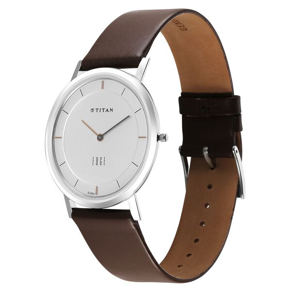 Titan Edge Silver Dial Analog Stainless Steel Leather Strap Watch for Men - image number 5