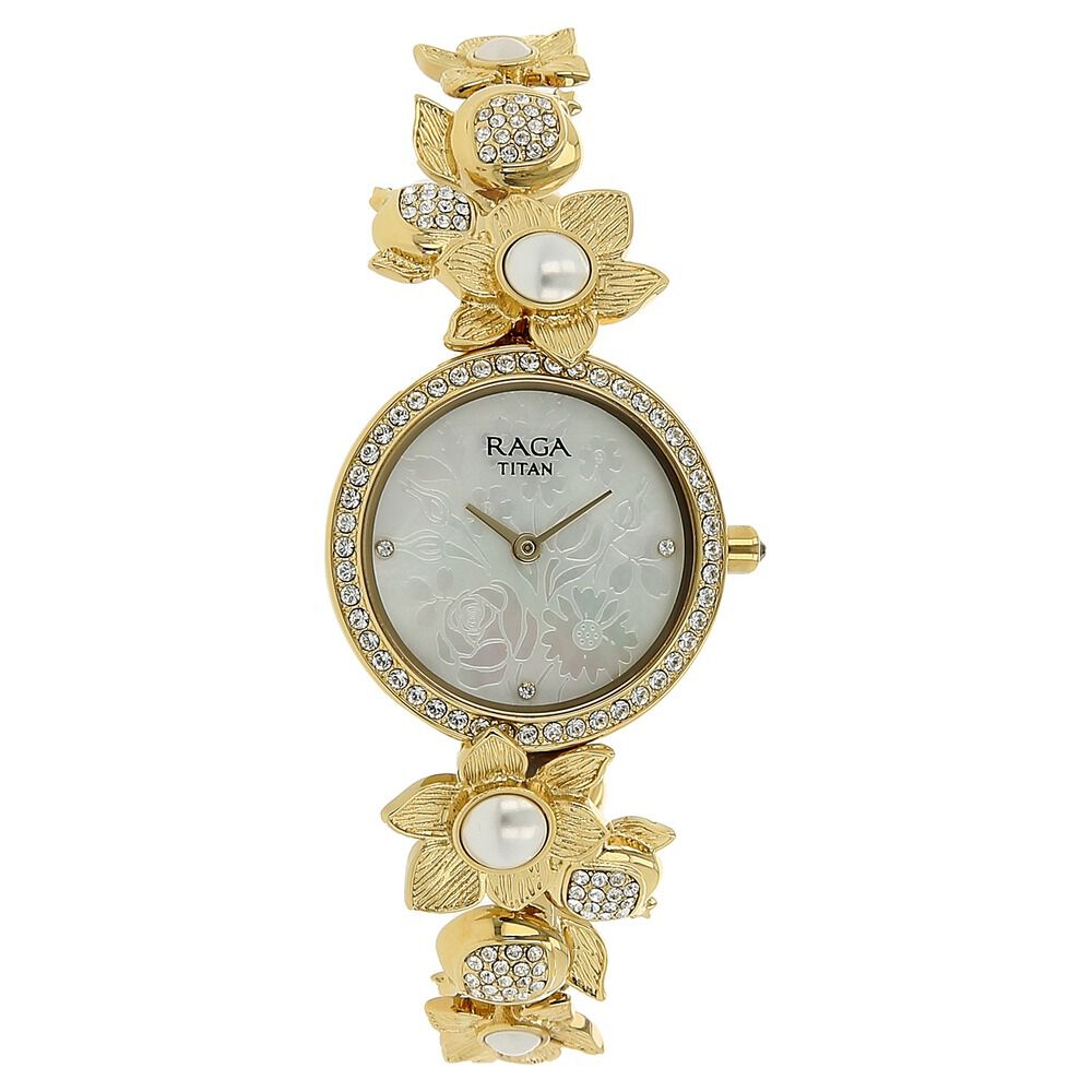 Buy Online Titan Raga Aurora Mother of Pearl Dial Women Watch With Metal Strap nk95043ym01 Titan