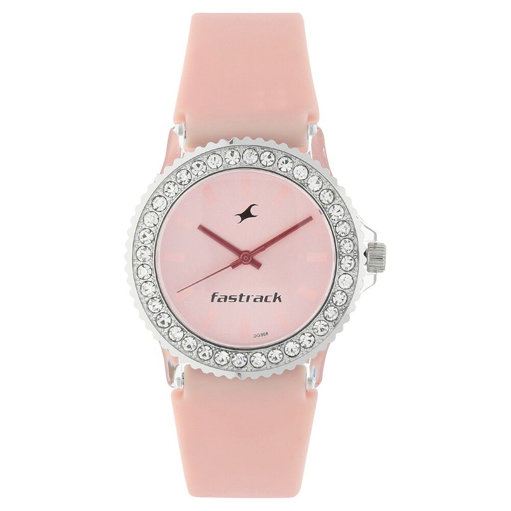 Buy Online Fastrack Quartz Analog Pink Dial Plastic Strap Watch
