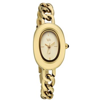 Vyb Mirage By Fastrack Quartz Analog Golden Dial Golden Metal Strap Watch For Girls