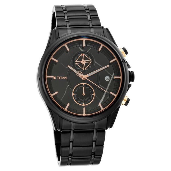 Titan Grandmaster Black Dial Chronograph Stainless Steel Strap watch for Men - image number 0