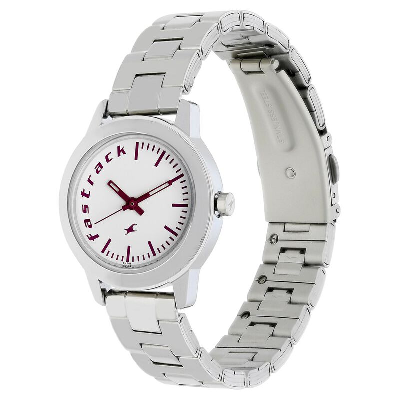 Fastrack Quartz Analog White Dial Stainless Steel Strap Watch for Girls - image number 2