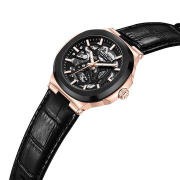 Kenneth Cole Automatic Black Dial With Black Leather Strap Watch For Men