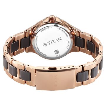 Titan Glamour Quartz Multifunction Grey Dial Two Toned Steel & Ceramic Strap Watch For Women