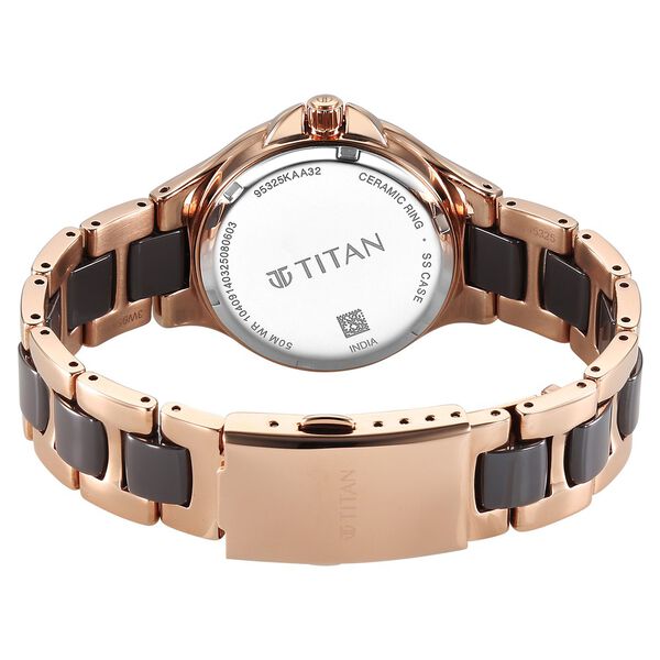 Titan Glamour Quartz Multifunction Grey Dial Two Toned Steel & Ceramic Strap Watch For Women - image number 5