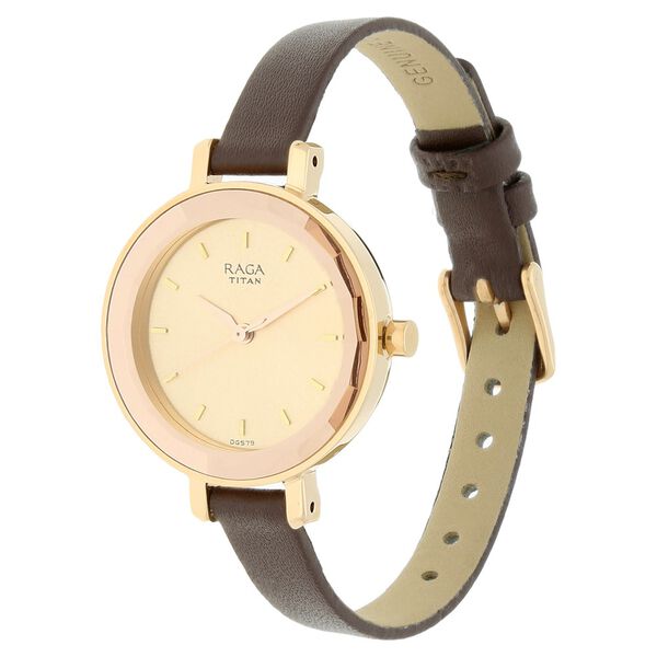 Titan Raga Viva Rose Gold Dial Women Watch With Leather Strap - image number 1