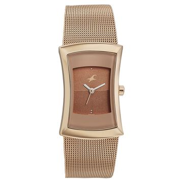 Fastrack Pulse Quartz Analog Two Toned Dial Stainless Steel Strap Watch for Girls