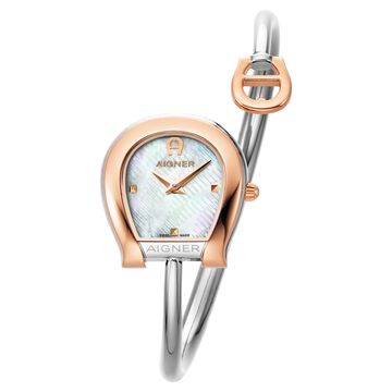 Aigner Flora L Quartz Analog Mother of Pearl Dial Two Toned Stainless Steel Strap Watch For Women
