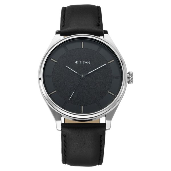 Titan Workwear Quartz Analog Black Dial Black Leather Strap Watch For Men - image number 1