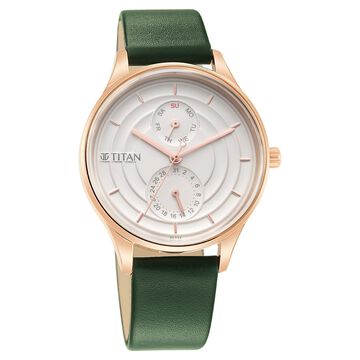 Titan Neo Workdays Silver Dial Quartz Multifunction Leather Strap watch for Women