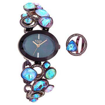 Titan Raga Moments Of Joy Quartz Analog Mother of Pearl Dial Maroon Metal Strap Watch For Women