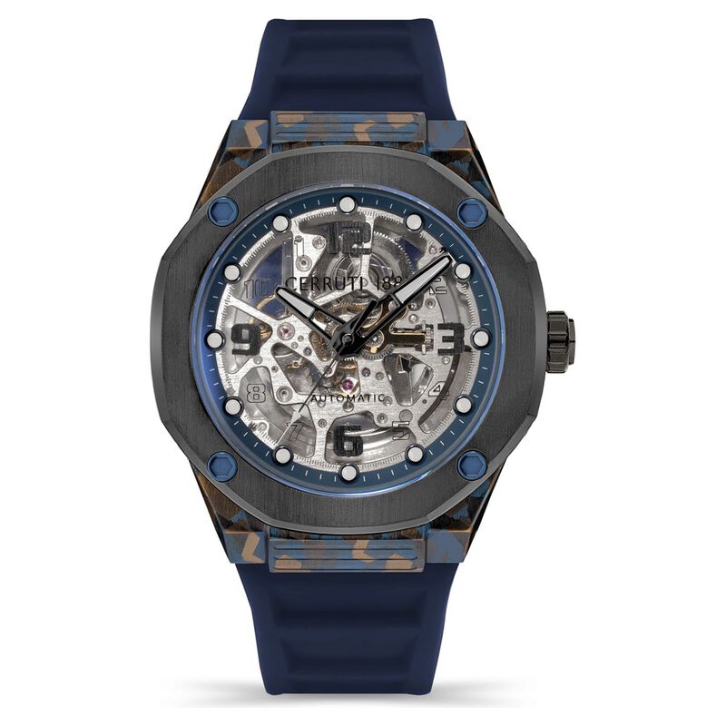 Cerruti 1881 Blue Dial Silicone Strap Watch for Men