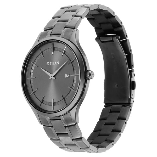 Titan Classique Slimline Anthracite Dial Analog with Date Stainless Steel Strap watch for Men - image number 2