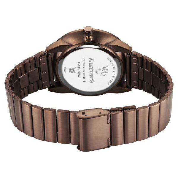 Vyb Arcane By Fastrack Quartz Analog Two Toned Dial Brown Stainless Steel Strap Watch For Guys - image number 5