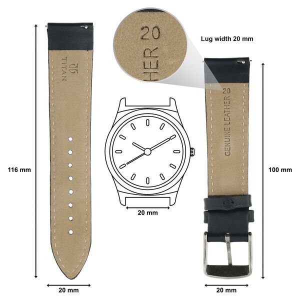 20 mm Blue Genuine Leather Strap for Men - image number 1