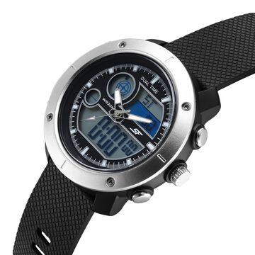 SF Zest Quartz Analog Digital Dial Black Polyurethane Strap Watch For Men