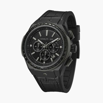 Cerruti 1881 Quartz Chronograph Black Dial Black Silicone Strap Watch For Men