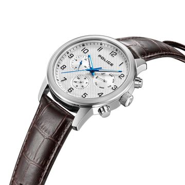 Police Quartz Multifunction White Dial Leather Strap Watch for Men