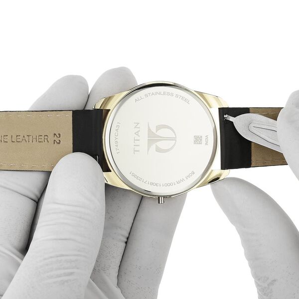 22 mm Black Genuine Leather Strap for Men - image number 6