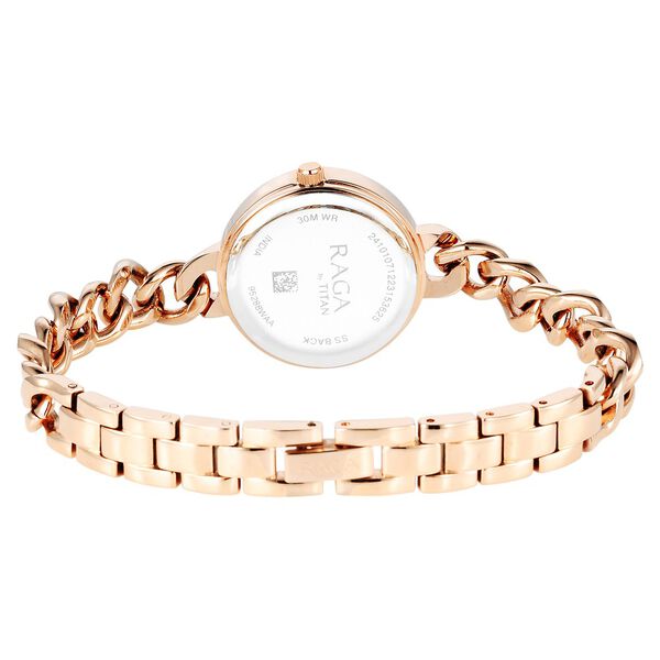 Titan Raga Showstopper Quartz Analog Rose Gold Round Dial Rose Gold Metal Strap Watch For Women - image number 4