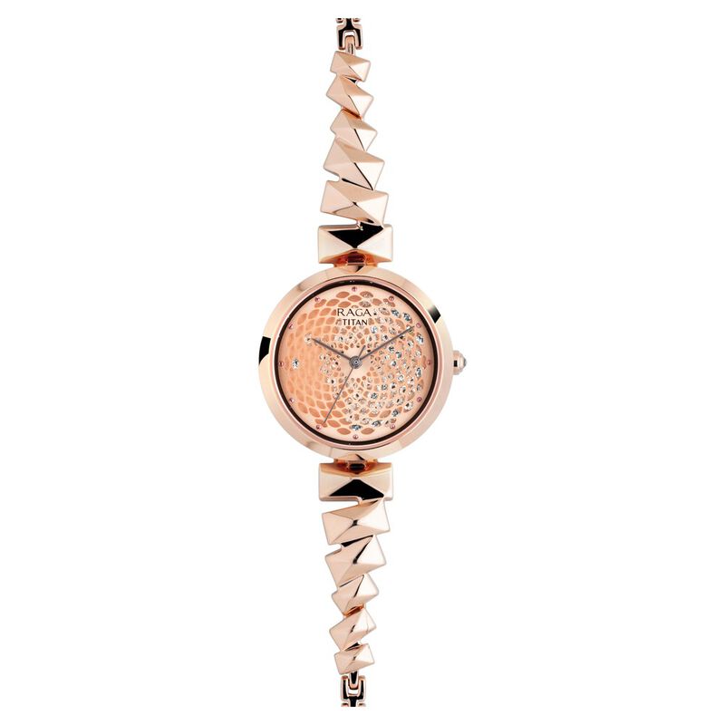 Titan Raga Facets Rose Gold Dial Women Watch With Stainless Steel Strap - image number 0