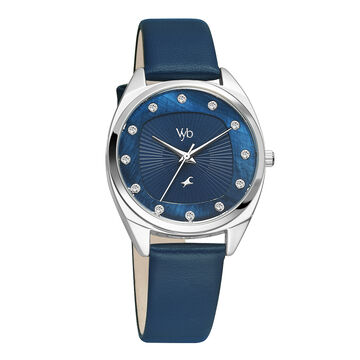 Fastrack Vyb Spotlight Quartz Analog Blue Dial Leather Strap Watch for Girls
