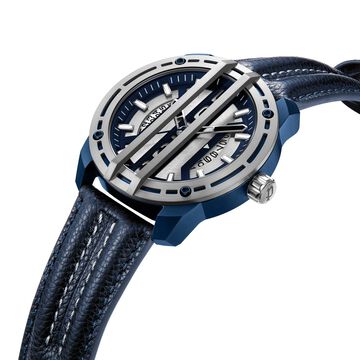 Police Quartz Analog Silver Dial Blue Leather Strap Watch for Men
