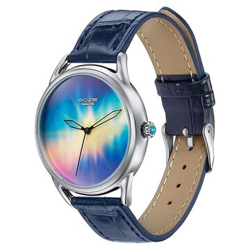 Northern Lights Inspired Poze By Sonata Quartz Analog Blue Dial Blue Leather Strap Watch