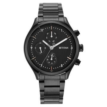 Titan Neo Black Dial Quartz Multifunction Stainless Steel Strap watch for Men